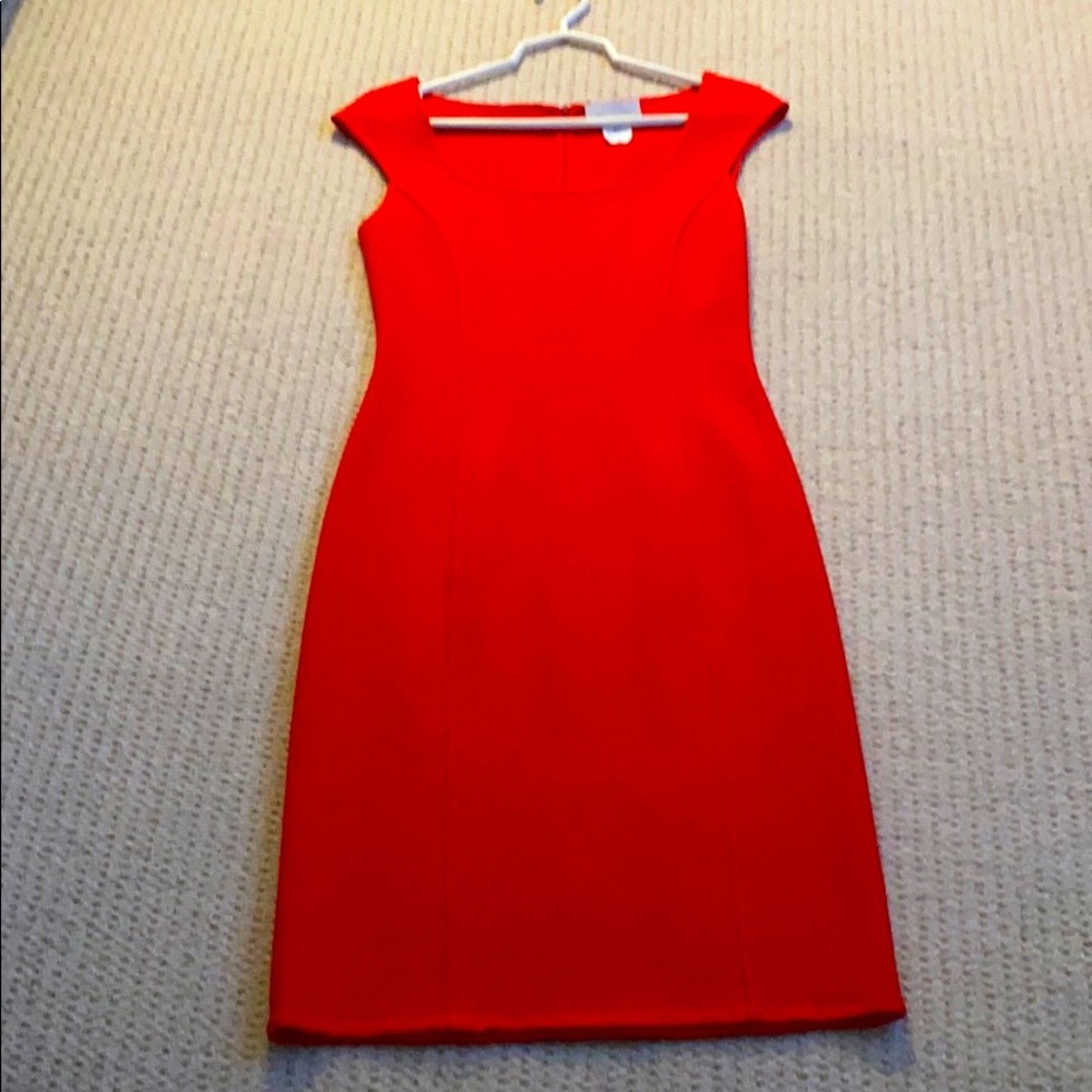 Orange fitted knit dress